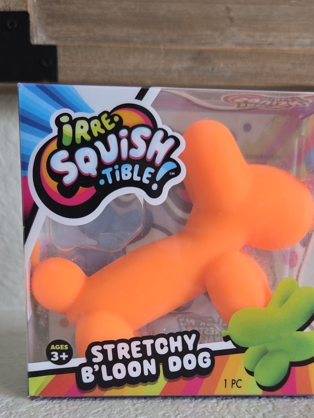 New Irre Squish Tible Stretchy B'loon Dog - Bright Neon Orange